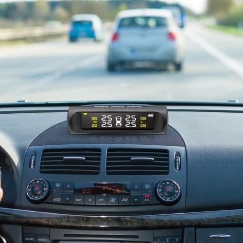 LEEPEE Tyre Pressure Digital LCD Display Solar Power Auto Security Alarm Systems Car TPMS Tyre Pressure Monitoring System