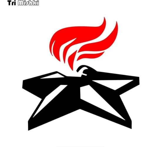 Tri Mishki HZX1068 15*15.4cm may 9 victory day Fire five-pointed star car sticker Vinyl Decals Motorcycle Stickers