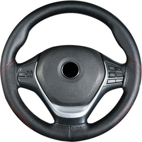 Super anti-wear Cowhide Car Steering Wheel Cover With Needle and Thread Interior accessories 3 Colors Universal 38cm