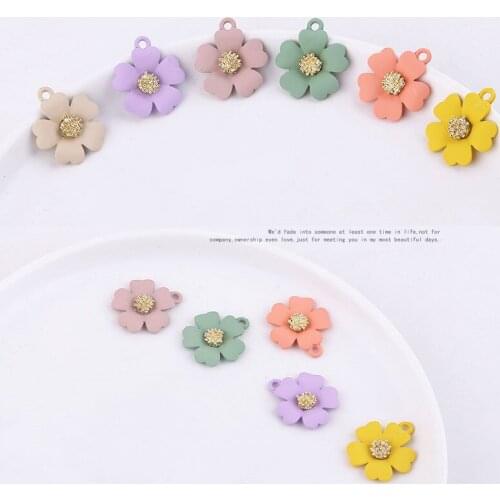 Spring style 30pcs/lot Rubber paint cartoon flowers shape alloy floating locket charms diy jewelry earring/garment accessory