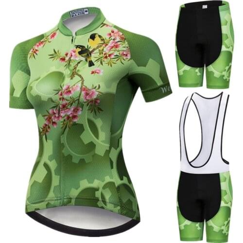 Weimostar 2021 Green Cycling Clothing Women Pro Team Mountain Bike Clothing Quick Dry Cycling Jersey Set Anti-UV Bicycle Wear