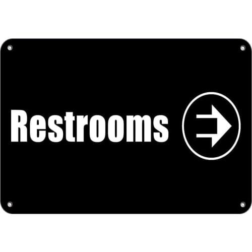 Fence Restrooms with Right Arrow Feature Department Street Sign Retro Metal Tin Sign Plaque Poster Wall Decor
