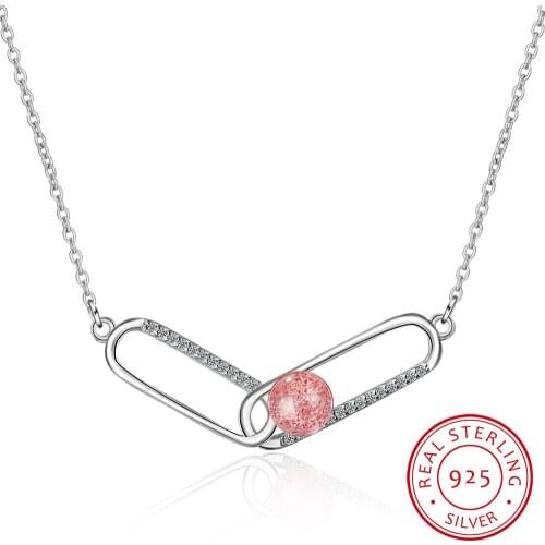 Delicate 925 Sterling Silver Drop Shipping Charm Dainty Paper Clip Small CZ Stone Necklace Safety Pin for Women Girls