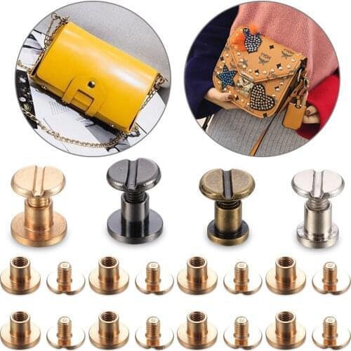 10 Sets Metal Decoration Nail Rivets for DIY Handbag Crafts Belt Wallet Solid Brass Nail Rivets Screws Cloth Decorative Button