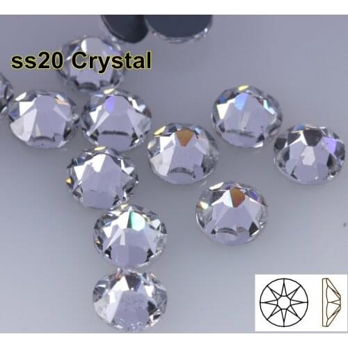 1440pcs/Lot, AAA Quality New Facted (8 big + 8 small) ss20 (4.8-5.0mm) Crystal Iron On Hotfix Rhinestones