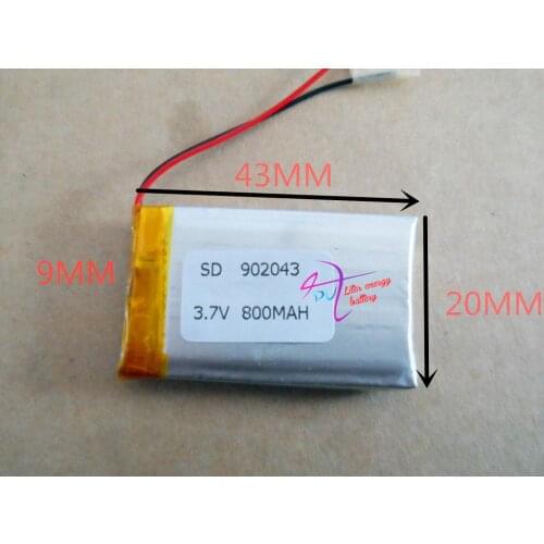 3.7 V polymer lithium battery 902043 MP3 MP4 MP5 GPS 800MAH wireless earphone