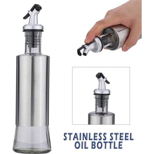 300ml Stainless Steel Glass Olive Oil Dispenser Vinegar Sauce Oil Pour Bottle Kitchen BBQ Picnic Outdoor Cooking Tool
