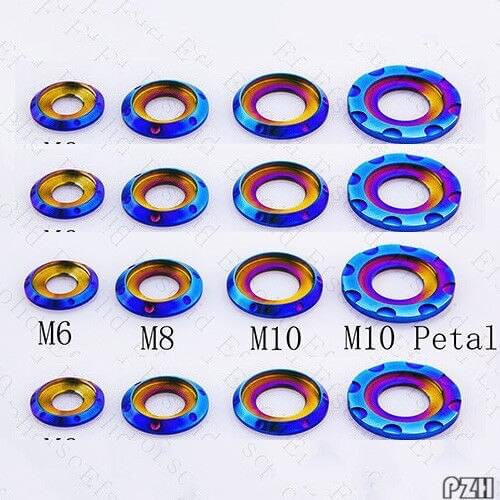 4x M6 M8 M10 Titanium Bolts Screws Washers Gaskets Shim Pad Blue