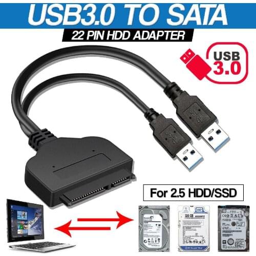 2020 USB 3.0 To SATA 22Pin Data Power Cable Adapter For HDD 2.5 Inch Hard Disk Driver