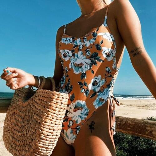 Bandage 2021 Sexy Women One Piece Swimsuit Swimwear Female Floral Brazilian Bather Bathing Suits Bodysuit Backless Monokini