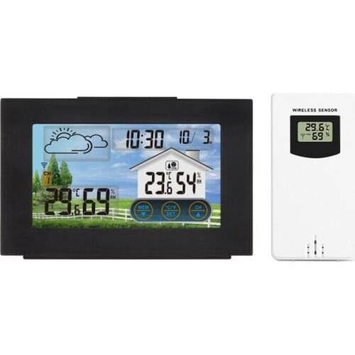 Touch Screen Wireless Indoor Thermometer Hygrometer Digital Alarm Clock Weather Station Barometer Forecast Meter