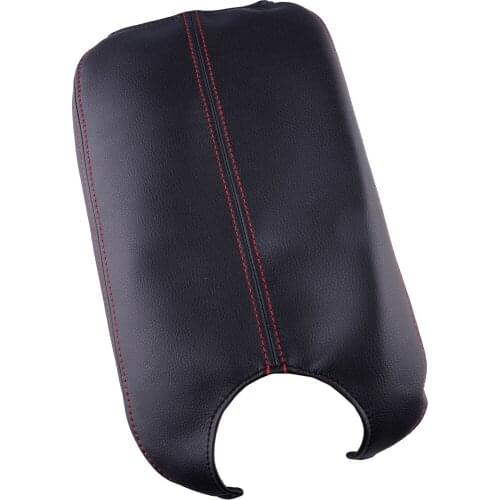 Black Leather Armrest Center Console Lid Cover Red Sewing fit for Honda Accord Coupe Crosstour 2008 2009 2010 2011 2012