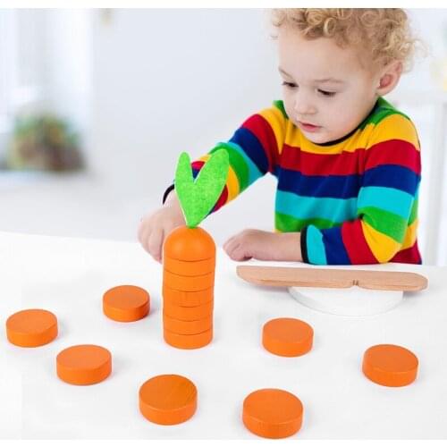 Wooden Toy Carrot Cutting Fruit Cutting Vegetables Fruits Educational Simulation Elimination Game Pretend Play Toys For Children