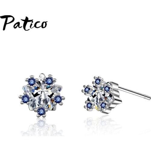 New Design 925 Sterling Silver Women Concise Cubic Zircon Wedding Stud Earrings Metal Korean Breif Ear Bijoux Birthday Gift