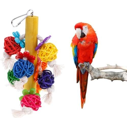 Parrot Bird Chewing Toys Natural Rattan Ball Cage Toy Preening Toy Cockatiel Parrot toy bird cage accessories sepak takraw