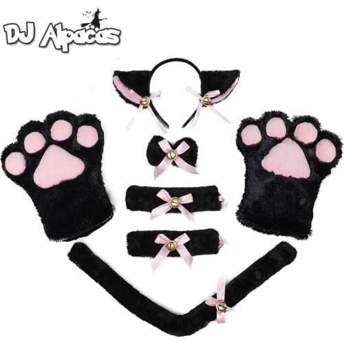 Cosplay Cartoon Gloves Cat Paw Girl Lolita Cat Paw Gloves Tail Cat Ears Props Show Cat Paw Costume Props Cosplay Japanese