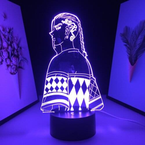 Handsome Back Side Faces 3D LED Night Lamp Anime Figure 7 Color Changes With Remote Control Black Base Visual Illusion