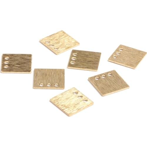 Brass Textured Charms, Raw Brass Earrings Findings,Blanks With 3 Hole,Square shaped Earrings Brass Charm,10mm-RB1171