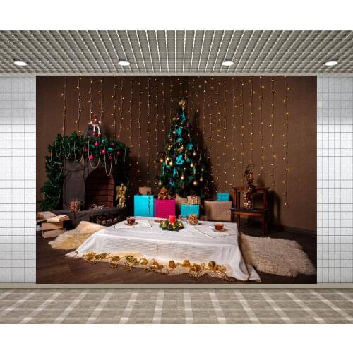 Lyavshi Christmas Tree Gifts Light Shadow Chic Wall Baby Photography Backdrops Vinyl Custom Photo Backgrounds for Photo Studio