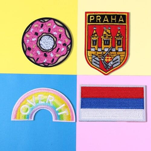 Russia National Flag Embroidery Patches 3D Badge Patch Food doughnuts Patches castle badge Appliques Clothing accessories