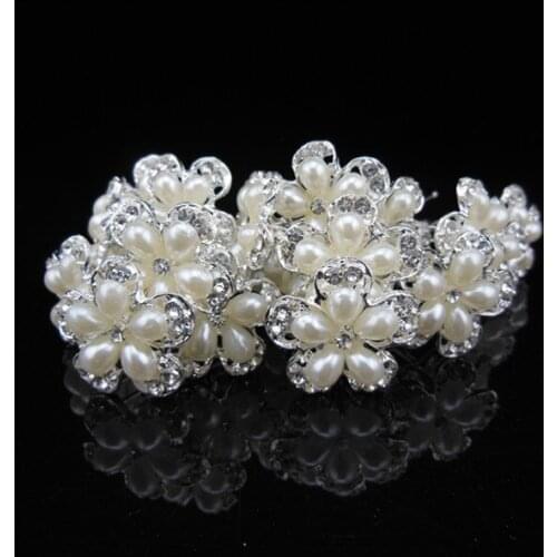 2015 New 30 Pcs Handmade Bridal Pageant Rhinestone Crystal Prom Wedding Flower Hair Pins Hair Accessory