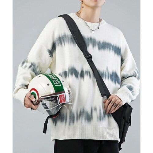 New Sweaters Mens Gradient Long Sleeves Knitted O-Neck Soft Warm Pullover Men 2020 Winter Korean Style Sweater White Gray