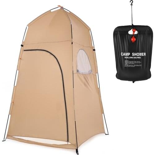 Camping Tent Outdoor Shower Tent Bath Changing Room Beach Tent Privacy Toilet with 20L Shower Bag Water Bag
