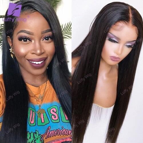 13x6 Silky Straight Lace Front Wig Pre Plucked Brazilian Remy Human Hair Wigs Glueless Hd Transparent Lace For Black Women Luffy