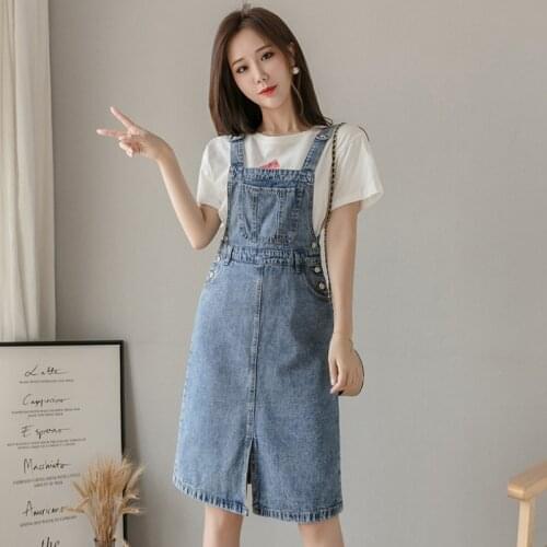 Denim Suspender Dress Women 2021 Spring Summer Korean Style Sleeveless Straps Jeans Overall Sundress Vestidos