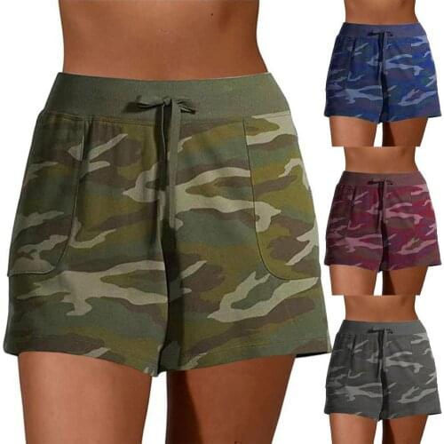Plus Size Fashion Women Shorts High Waist Quick Drying Camouflage Drawstring Loose Shorts Pants Ladies Sports Summer Streetwear