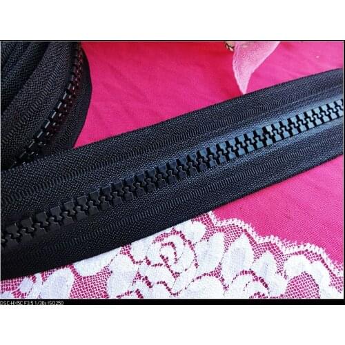 Roomy8#/10# 5meters zip and 5PCS zip sliders resin zippers black plastic Reversible for outdoor tent/yacht/pass through security