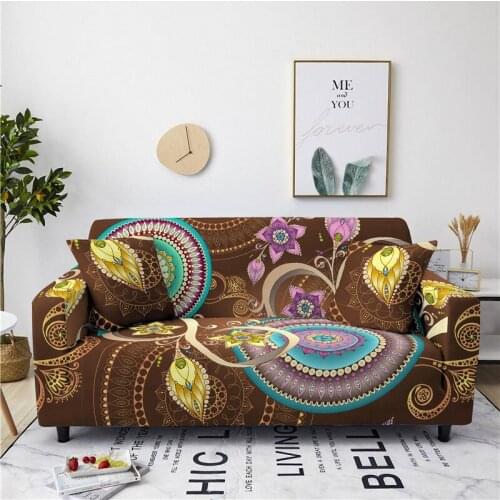 Bohemian style removable 3D sofa cover, elastic 1/2/3/4 seat anti-cat scratch dust cover anti-slip cloth sofa cushion