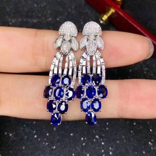 925 Sterling Silver Inset Natural Sapphire 2021 Fashion Pendant Girl Party Anniversary Romantic Gift