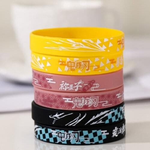 Wholesale 5 Pcs / 2021 Demon Slayer Anime Cosplay Bracelet Color Print Gradient Popular Sports Hand Ornaments for Men Women