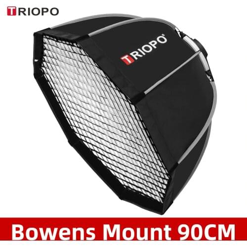 Triopo K90 90cm Photo Portabe Bowens Mount Octagon Umbrella Softbox + Honeycomb Grid Outdoor Soft Box for Studio Strobe