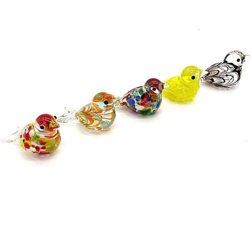 Custom handmade mini Thumb size design glass bird figurine Easter colorful lovely animal ornament home garden decor accessories