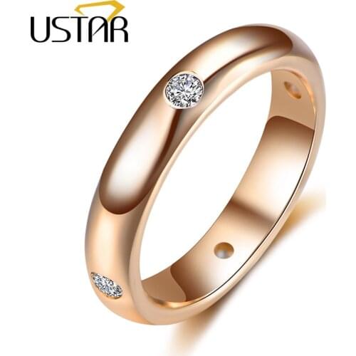 USTAR AAA Zircon Rings for women Rose gold color Wedding rings female anel Austrian Crystals Jewelry top quality