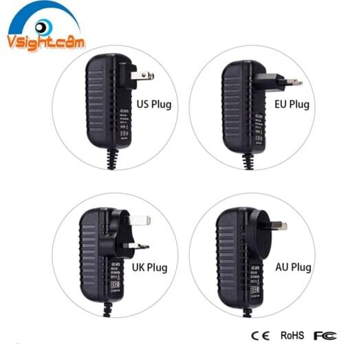4 Types High Quality EU/US/UK/AU Plug AC 110-240V To DC 12V 2A Power Supply Adapter For CCTV Security IP Camera