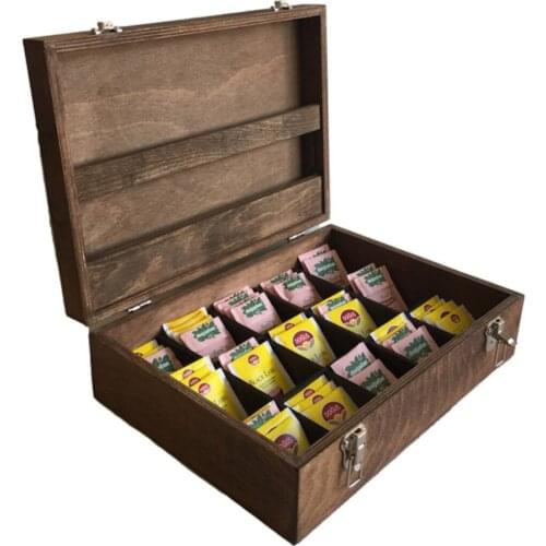 Solid Wood Lockable Clip-On Tea bag Storage Box Decorative Kitchen Early Grey Tea Arometerapik Tea bag Box