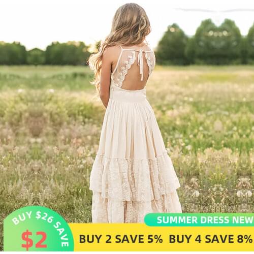 3-8 Years Toddler Girls Dress Lace Casual Wear Wedding Birthday Party Dress Pageant Children Clothing Summer Baby Girl Clothes