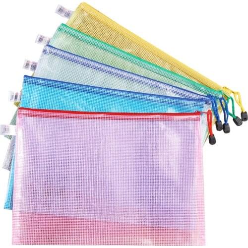 1PC Document Bags Waterproof Zip Bag Paper Test Pen Filing Products Pocket Folder Office School Supplies Plastic File Folder