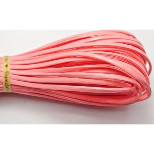 10 Meter Pink Flat Soft Synthetic Leather Jewelry Cord Lace String 3X1mm