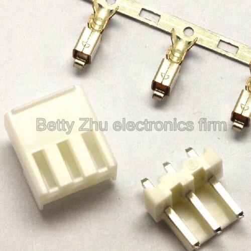 100PCS/LOT VH3.96 - 3P 3PIN terminal block 3.96MM pitch connector : plug + plastic straight needle socket + terminal