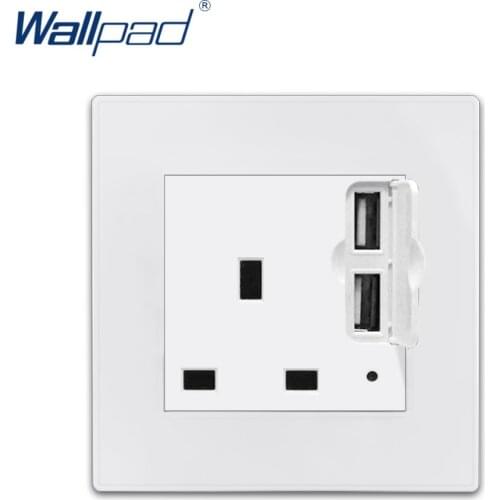 2 USB 3 Pin 13A Socket Wallpad Luxury White Wall Power Electrical Outlet Sockets PC Panel 5V 3.1A