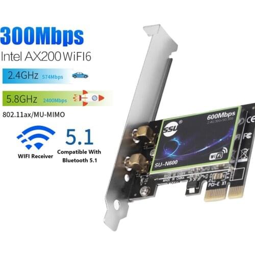 3000Mbps WiFi 6 Intel AX200 PCIe Wireless Network Adapter Dual Band 2.4G/5Ghz 802.11AX/AC Bluetooth 5.1 For Pc Desktop Windows10