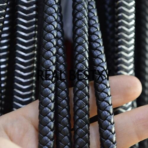 5m/lot approx: 7.2mm Black Braided Leather Bracelet Findings Round Leather Jewelry Cord String Rope DIY Necklace Bracelet Making