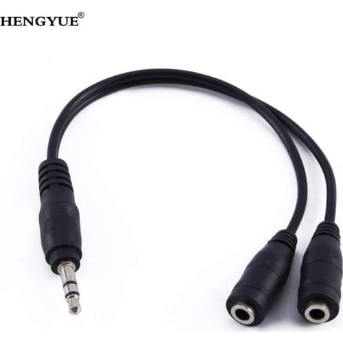500PCS/LOT 3.5mm Stereo Audio Male to 2 Female Headset Mic Y Splitter Cable Adapter Wholesale Drop Shipping Drop Shipping