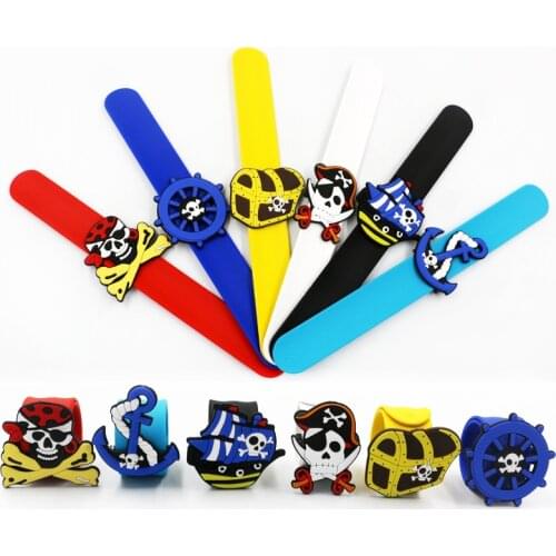 Pirate Slap Bracelets Kids Wristband Rubber Bangle Kids Fashion Toys Party Supplies