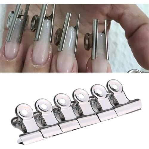 6Pcs/set Russian C Curve Nail Extension Pinching Tool Stainless Steel Acrylic Nail Pincher Clips Fiber Glass For Nails
