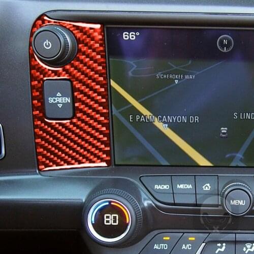 Genuine Carbon Fiber Car Dashboard GPS Navigation Screen Frame Cover Stickers For Chevrolet corvette C7 2014-2019